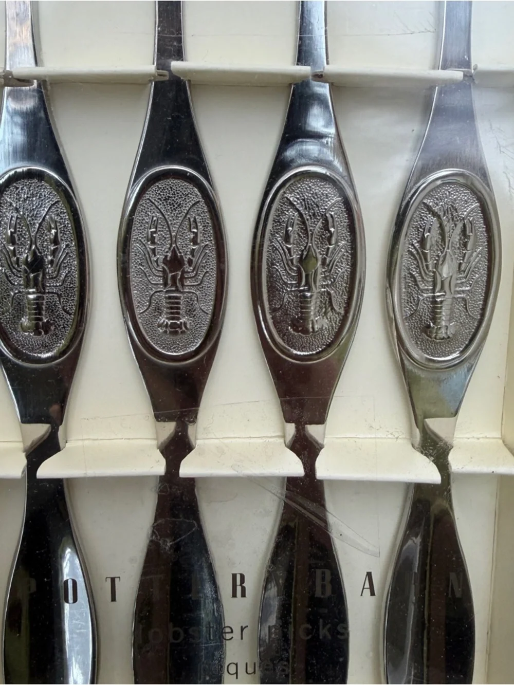 Pottery Barn Lobster Picks‎ Set Of 4 Silver Tone New In Box